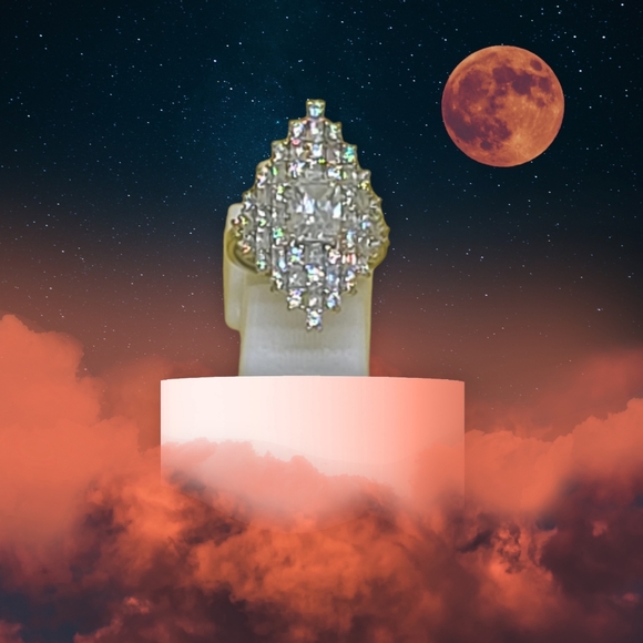 NWT Lustro Stella White Cubic Zirconia Ring in Platinum over Sterling Silver - Picture 4 of 12